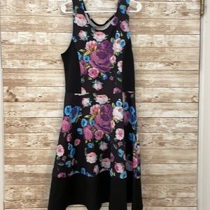 Girls black floral, swing dress size medium